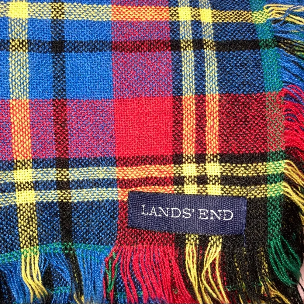 LANDS' END large plaid scarf EUC 0822